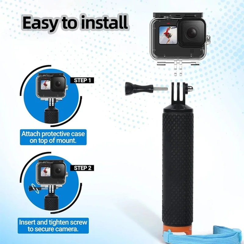 Floaty Waterproof Hand Grip Monopod For GoPro Hero13 12 11 10 9 8 7, Insta360, DJI OSMO Action SJCAM AKASO Camera Accessory