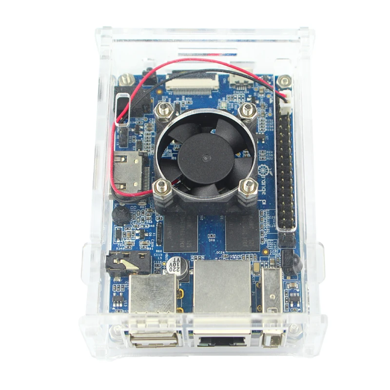 For Orange Pi PC Board Case Transparent Acrylic Shell Box Protect Enclosure with Fan For Orange Pi PC / Orange Pi PC  Plus