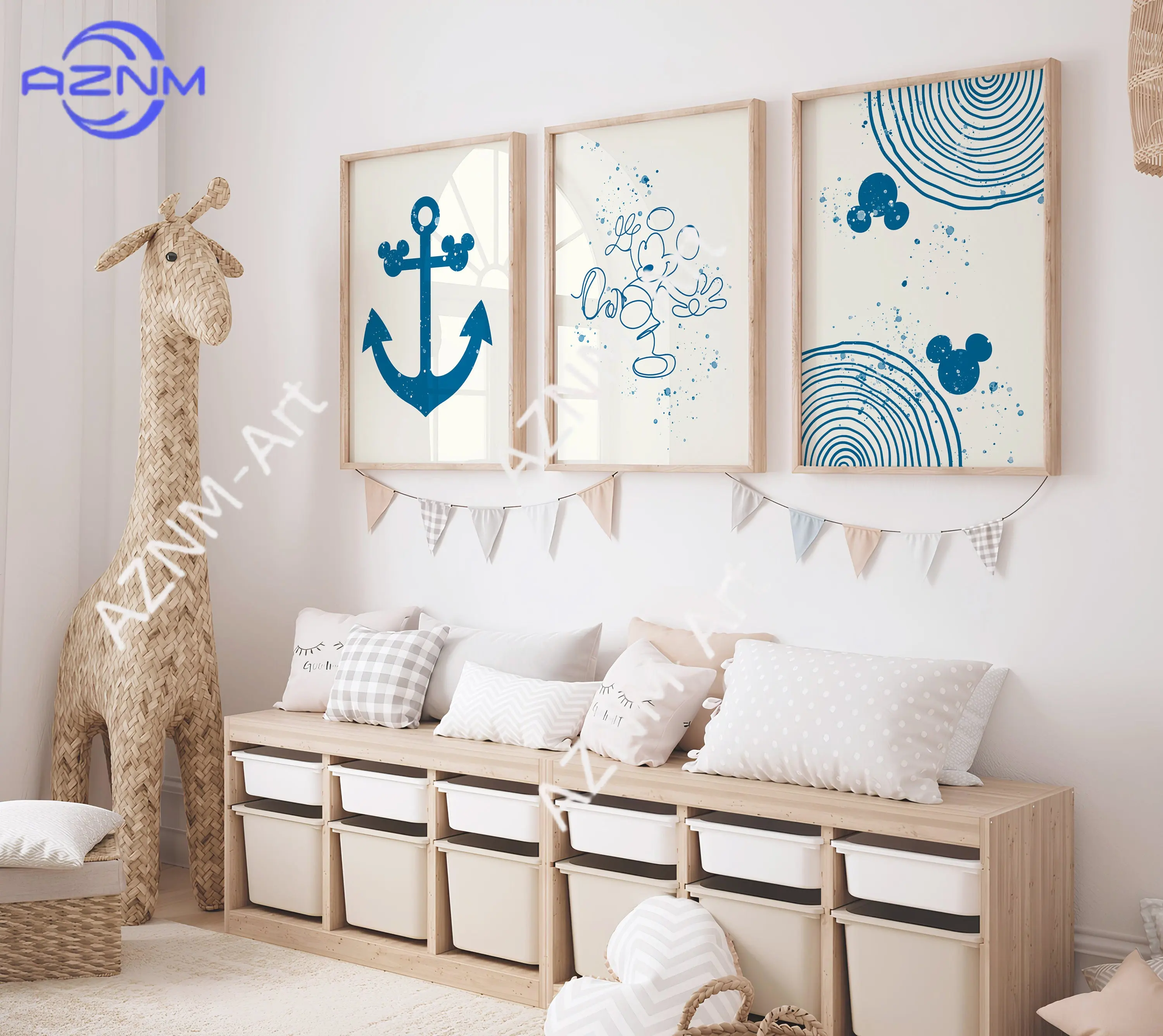 1PC/3PCS Mickey Wall Art, Boy Nursery Art Prints BabyBoy Pos