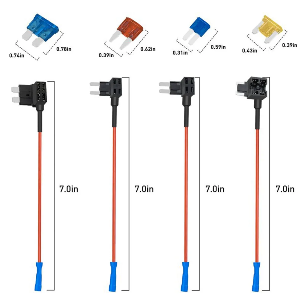 12er-Pack 12V Add-a-Circuit Sicherungsadapter für Standard-, Mini-, Micro2- und Low-Profile-Sicherungen, 4 Typen ATO ATC ATM APM Sicherungshalter – Detail 3