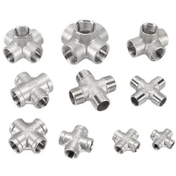 304 stainless steel four way joint 1/8 1/4 3/8 1/2 3/4 internal and external thread water pipe five way internal thread fittings