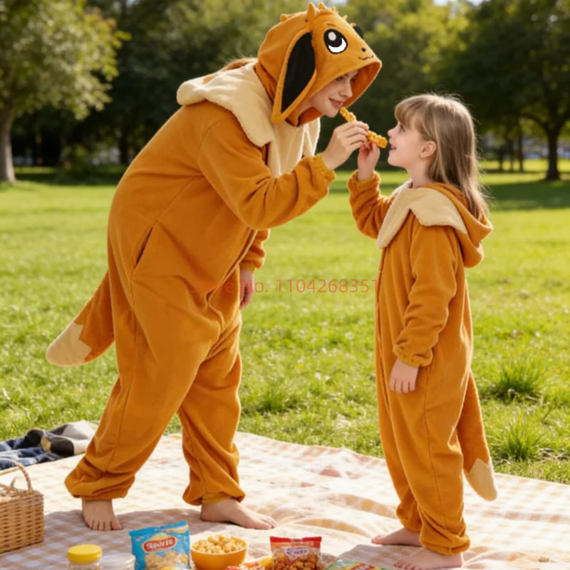 イーブイコスチュームパジャマポケモンコスプレワンピース新年ギフトクリスマス女性男性全体ワンピース着ぐるみアニメ全身パジャマ