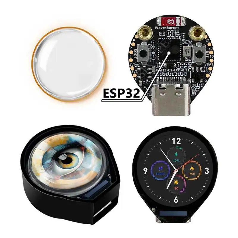 0.71-Inch Round LCD Electronic Eye Board, Rotating Eye Support for DIY Robots (ESP32-C3 Core Module)