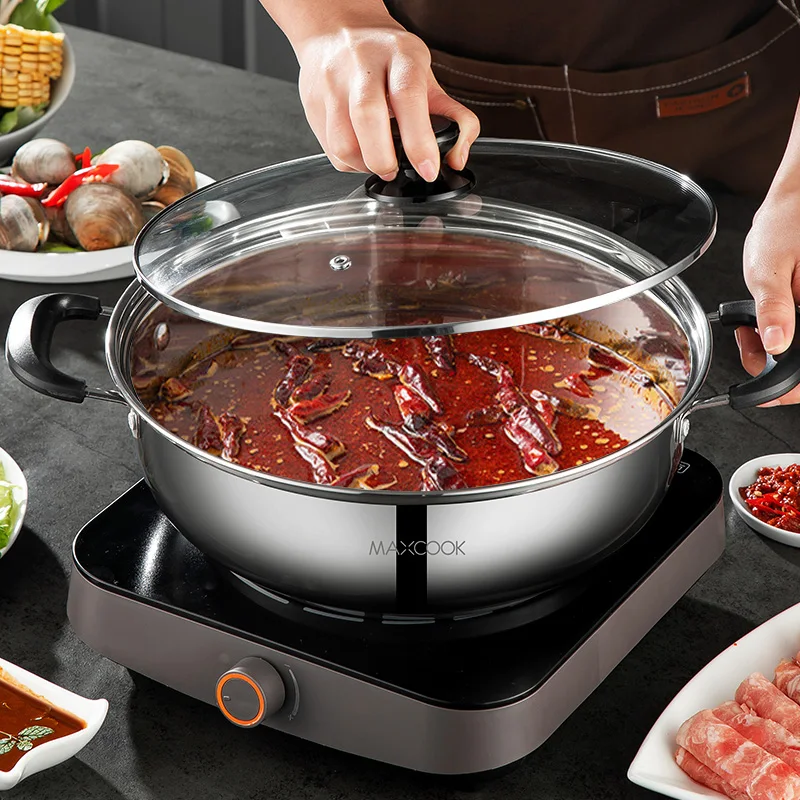 

304 Stainless Steel Hot Pot Food Grade Thickened Soup Pot with Double Ears for Home Use