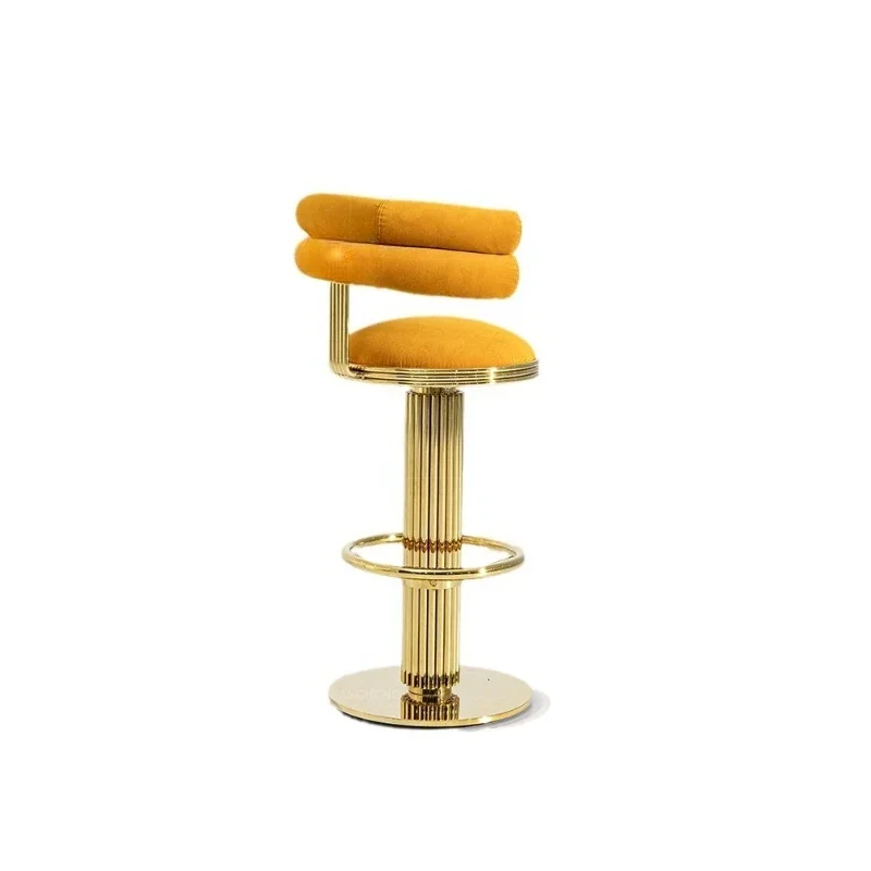 Soft Bag Backrest Gold Jewelry High Stool Luxury Bar Chair
