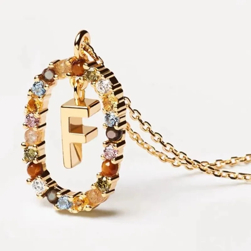 Creative A-Z Letter Pendant Women's Necklace Sweet Versatile Adjustable Chain Lobster Clasp Colorful Jewelry Popular 2026 Gift