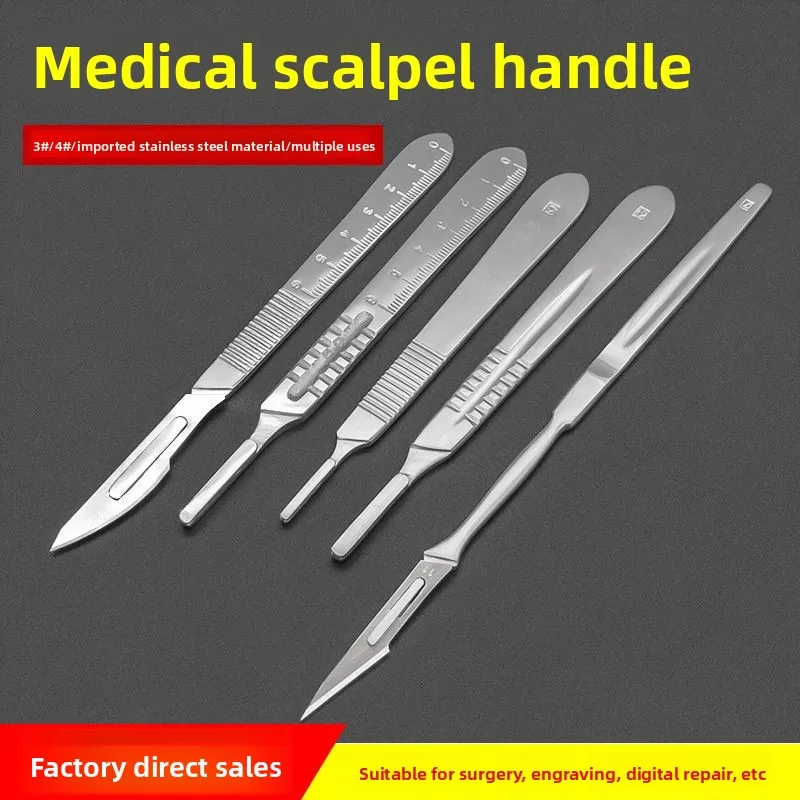 Dental Surgical Scalpel Handle High Precision No.3 4 7Carbon Steel Anti-Rust Sterilized To Use Fits Blades 10-24 for Dental
