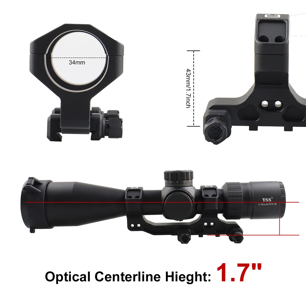 

PPT Mounts Airsoft Metal 1.7" Height Cantilever 34MM 30MM Scope Mount Fits 21.2MM Picatinny Rail Rifle Scope Base OS24-0268