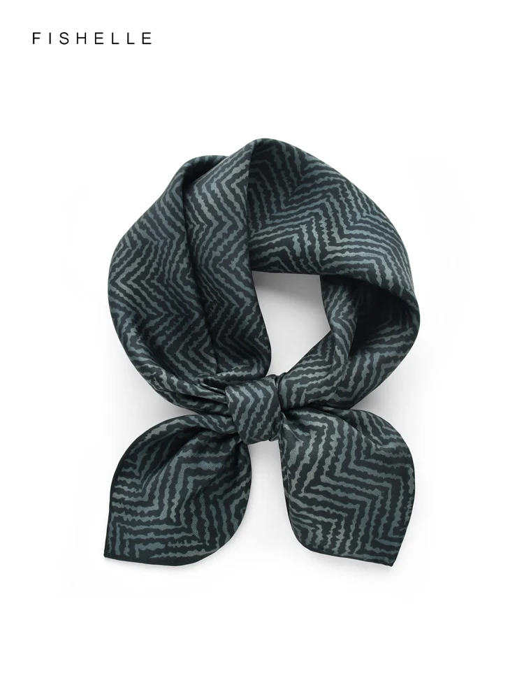 Grey black striped men's silk suit scarf real silk small scarfs natural silk scarves spring autumn hijab handkerchief