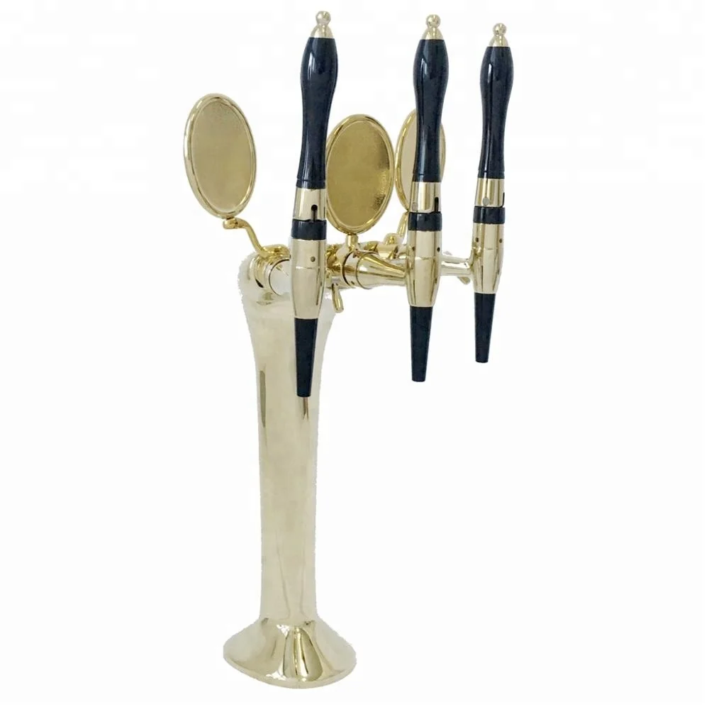 

GHO Stainless Steel Golden Color Beer Tower with 3 Beer Taps