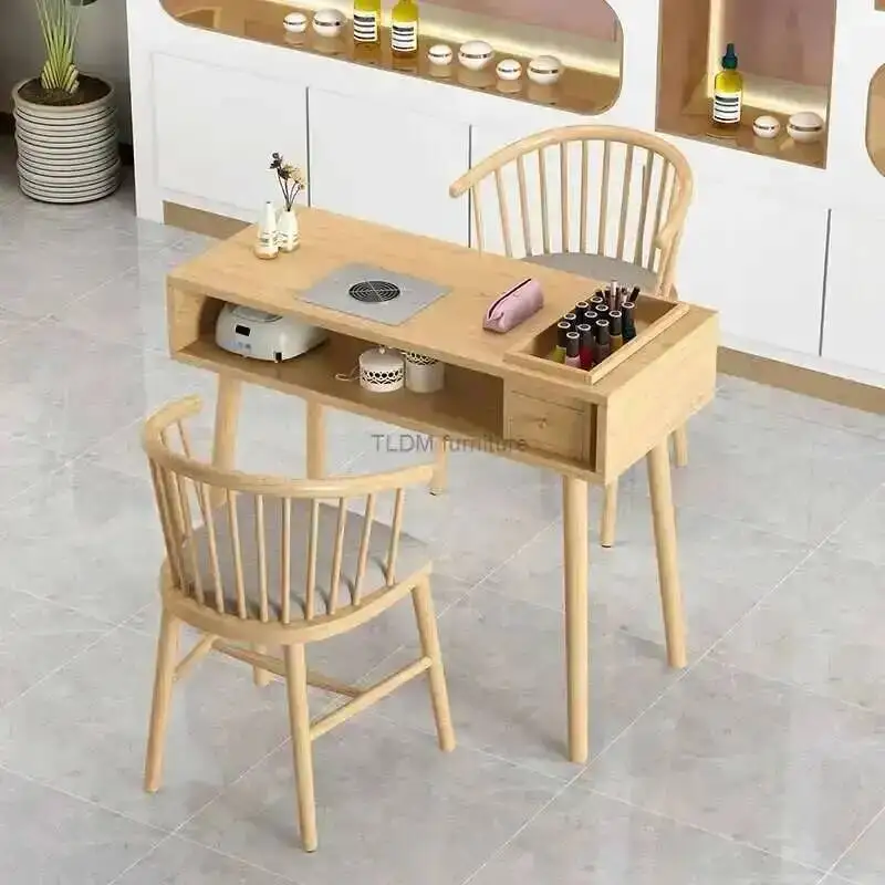 

Tables Salon Japanese Beauty with Nail Wooden Vacuum Cleaner Manicure Tables Modern Salon Furniture Light Luxury Manicure Table