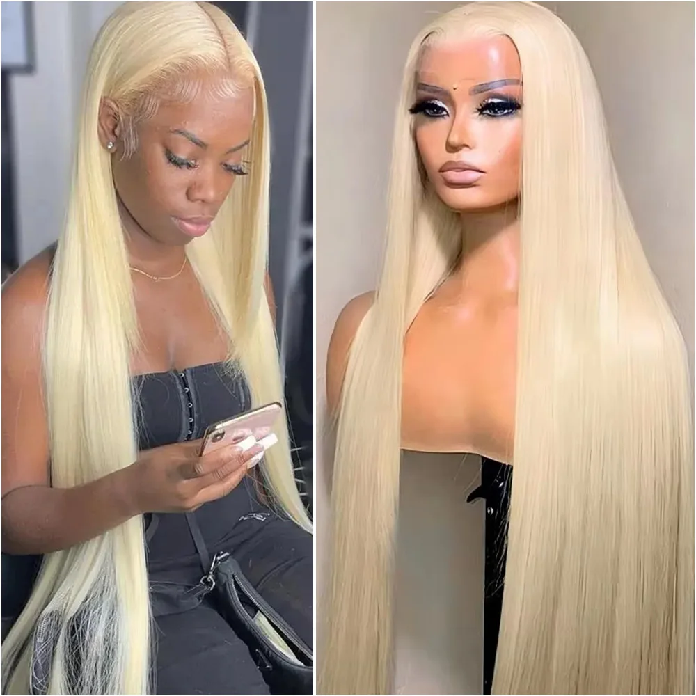 

613 Blonde 13x6 HD Lace Frontal Wig Bone Straight 13x4 Hd Lace Front Wigs Preplucked Brazilian Human Hair 36 Inch for Women 200%