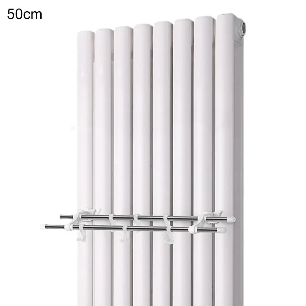 Double Pole Radiator Towel Rail With 6 Hooks Strong Load-Bearing Capacity Electric Heated Towel Rail Warmer Bathroom