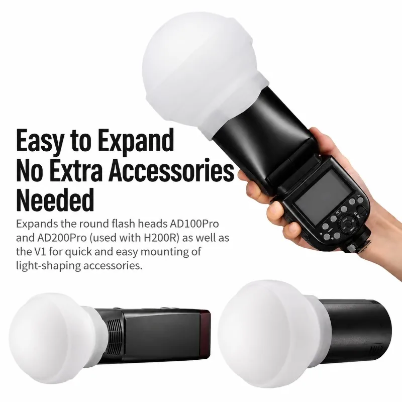 Silicone‑made R22 Flash‑diffuser‑dome Suited for Round‑head Speedlite V1, V1pro, V100, H200R, Portable Light‑softening