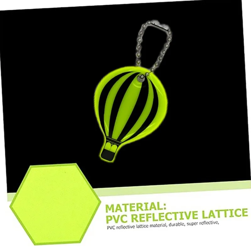 5 Pieces Hot Air Balloon Reflective Pendants, Double-sided High-brightness PVC Key Chains, Night Backpack Hanging Decorations