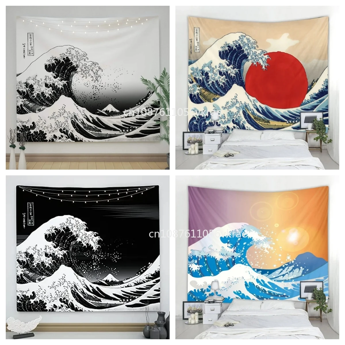 Japanese Kanagawa Big Wave Tapestry Psychedelic Tapestry Teen Indie Room Decor Macrame Wall Hanging Large Fabric Wall Tapestry