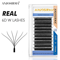 ANJOSIRMA 6D W Shaped Eyelash Extensions, 0.07 C D DD, 8-15mm, soft, natural, professional eyelashes, new