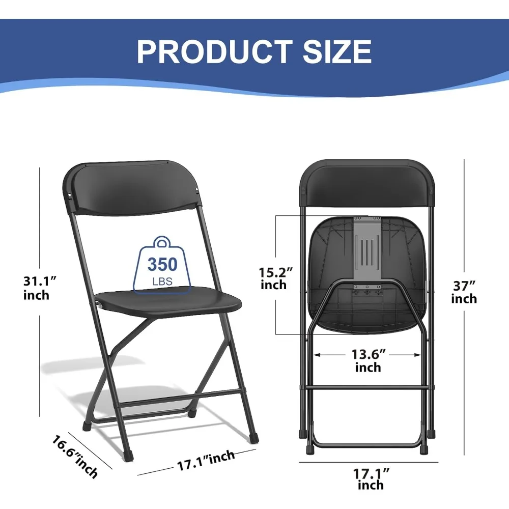 Sedie pieghevoli portatili - Confezione da 20, plastica resistente, capacità 350 libbre, ideali per eventi interni ed esterni, leggeri e facili da C