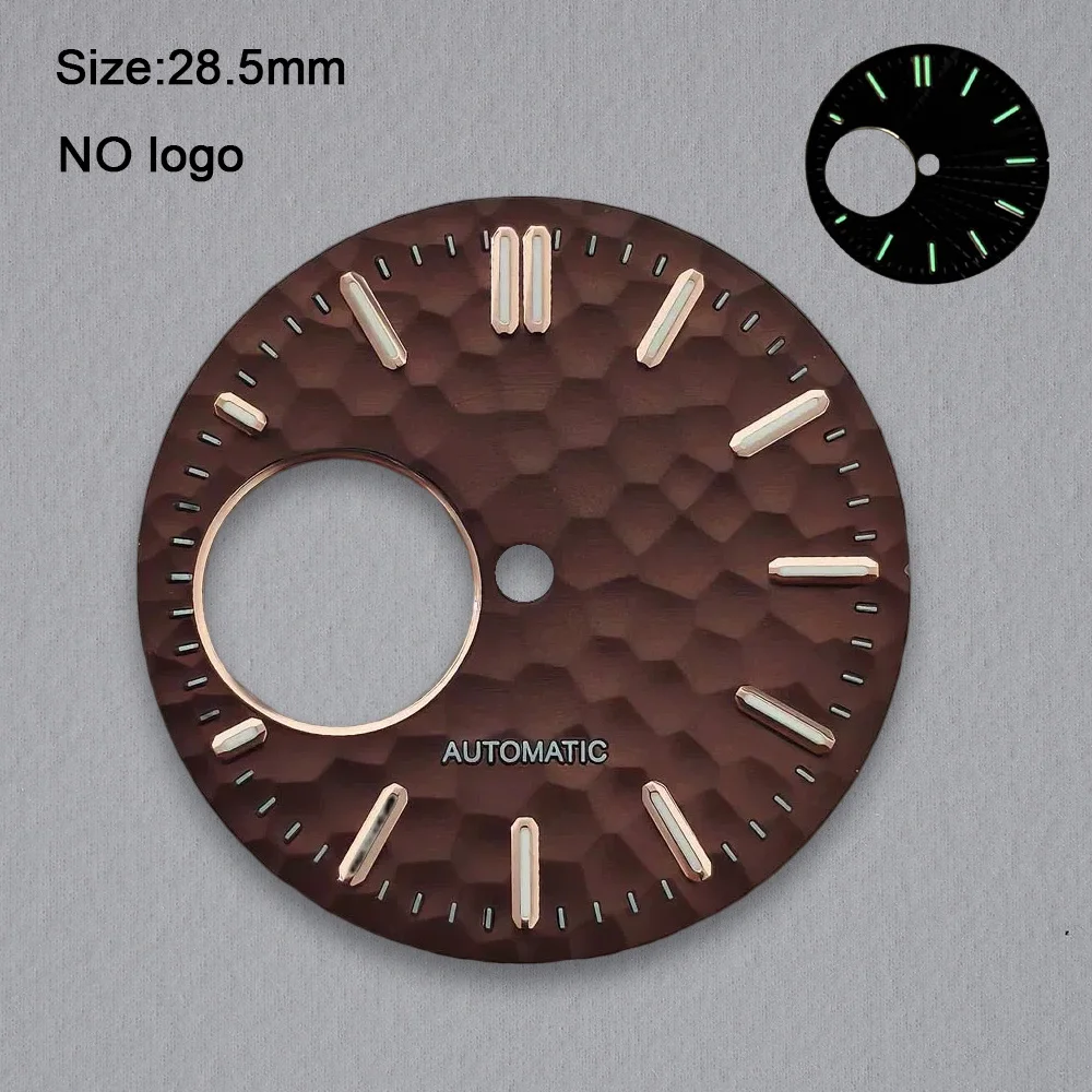 No Logo 28.5mm Hollow Out Blank Dial For NH38 Movement Green Luminous Custom Logo Watch Dials Hands Accessories Repair Tools