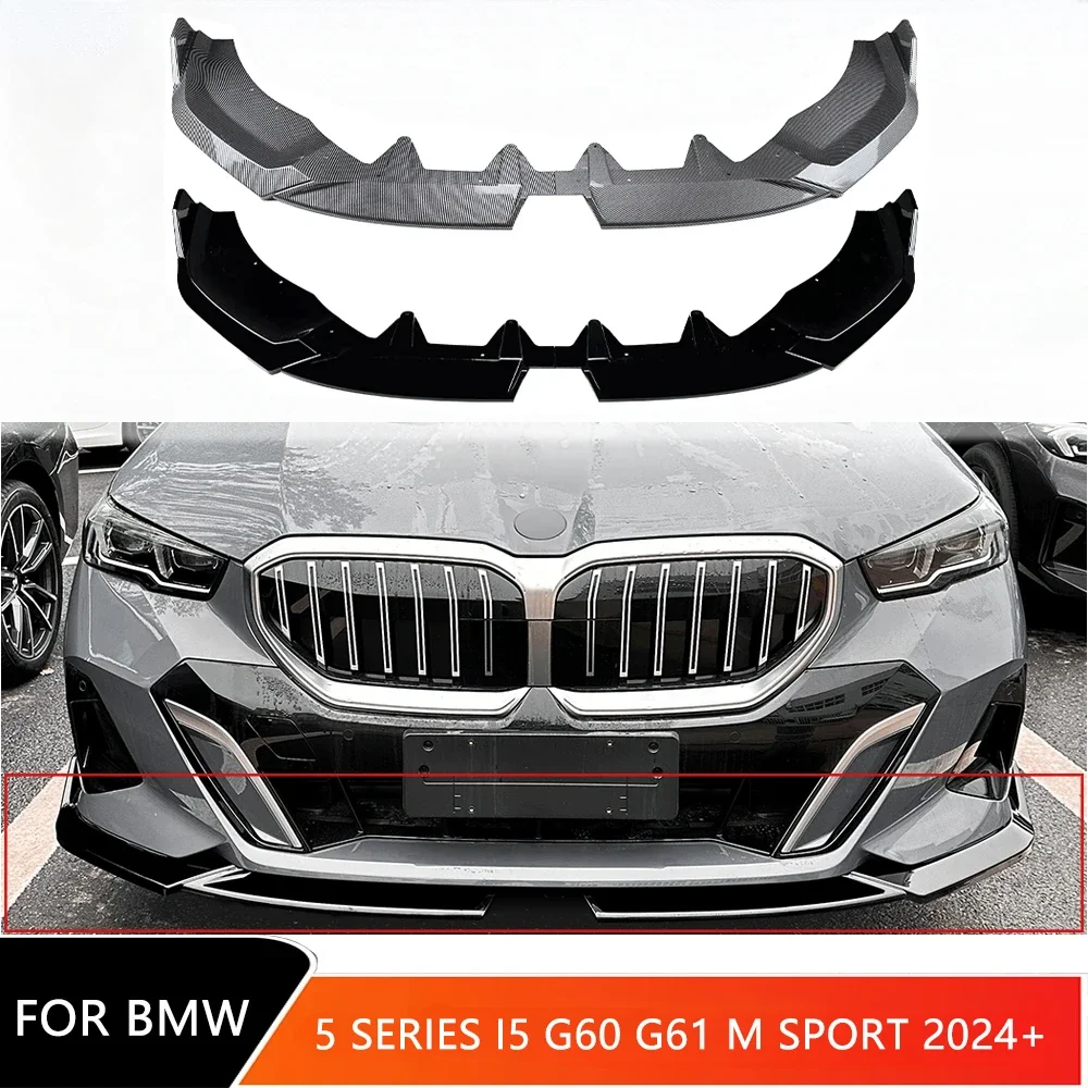 MP Style Front Bumper Lip Spoiler Splitter Diffuser for BMW 5 Series I5 G60 G61 M Sport 2024+ Car Chin Exterior Body Kits Guard