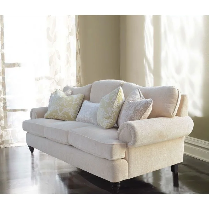 Thickened down heightened living room solid wood three-person chenille fabric soft sofa American country light luxury