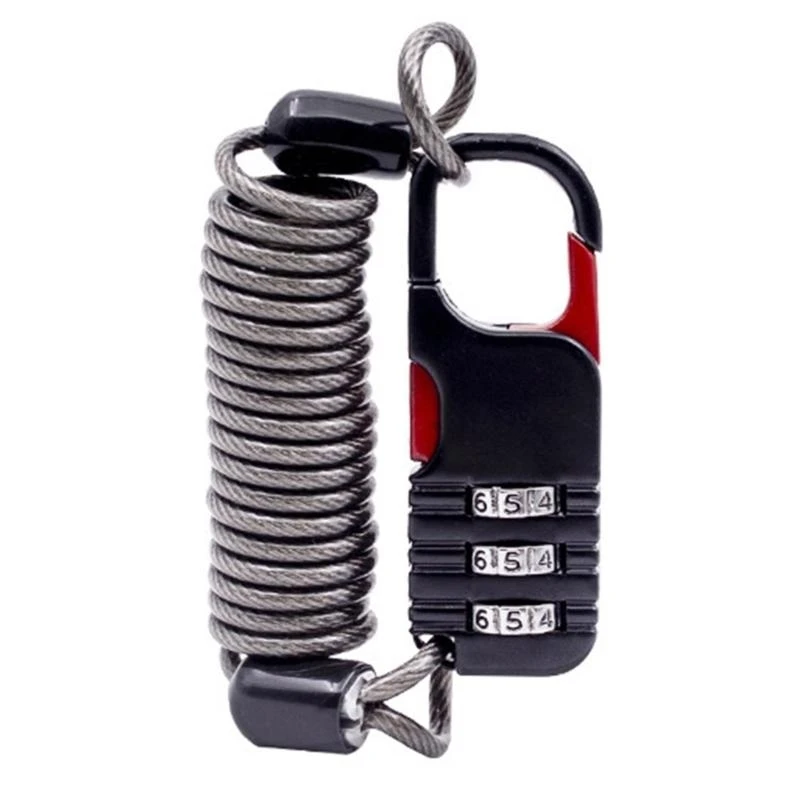 

652F Steel Wire Lock Luggage Lock with Retractable Steel Cable Shackle Mini 3 Digit Code Combination Lock for Suitcases Bike