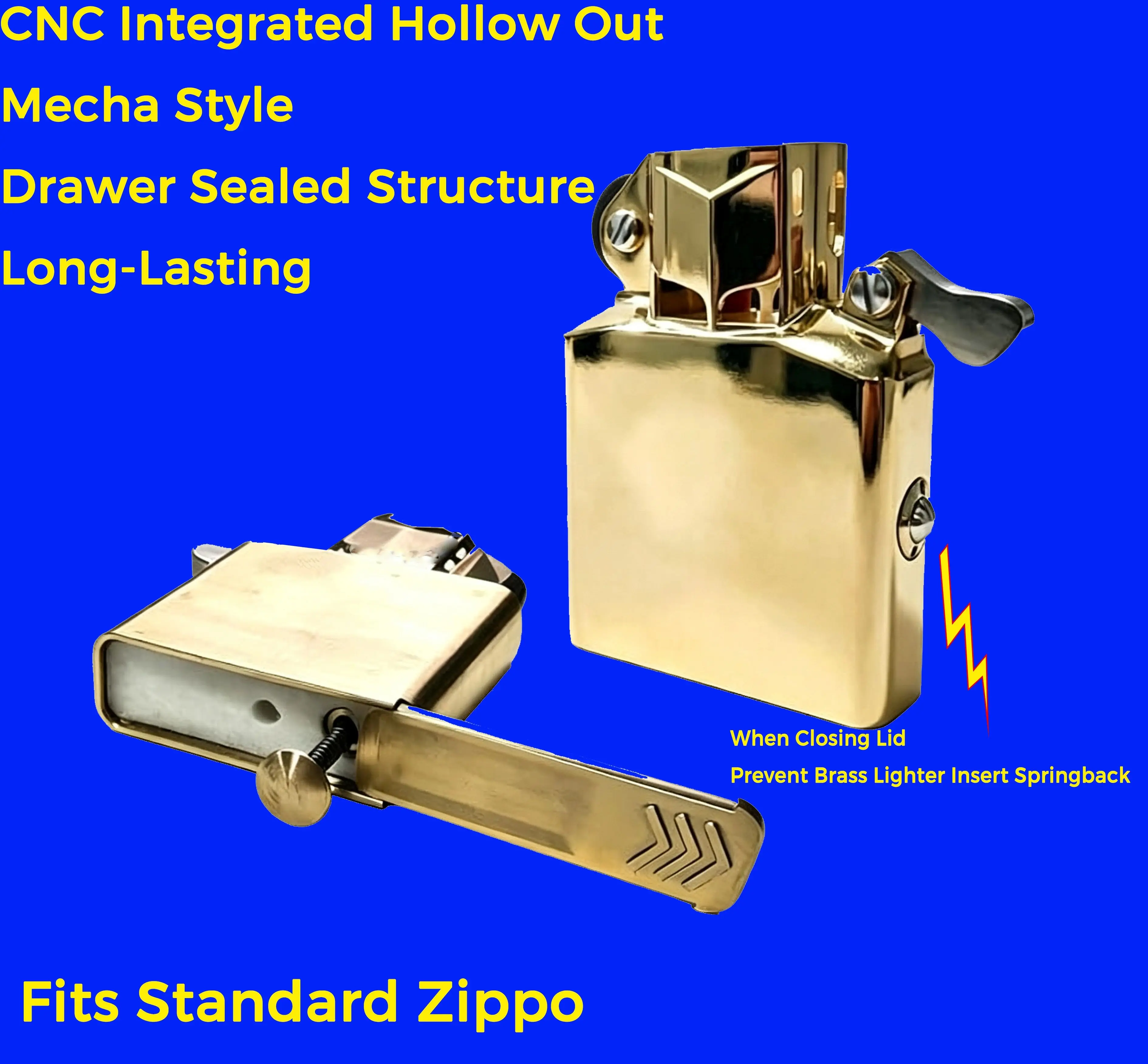 Mecha Brass CNC Replacement Oil Insert For Standard Zippo Classic Case Windproof Insert Sealed Long Lasting Petrol Insert