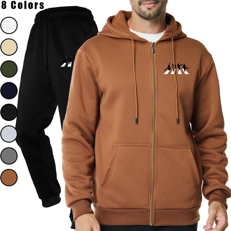

Men's Outdoor Fitness Jogging Fashion Casual Zipper Sports Luxury Pants and Hoodie Set Clothing