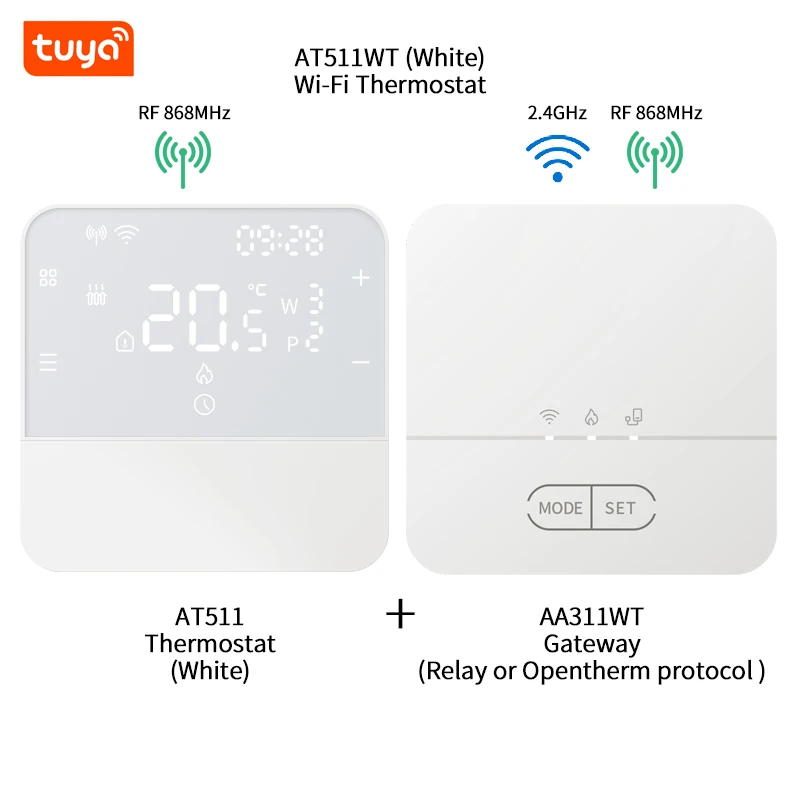 Tuya Wifi Thermostaat Draadloze Gasboiler RF 868MHz Opentherm Batterijgevoede Thermostaat Boiler Wifi Temperatuurregelaar