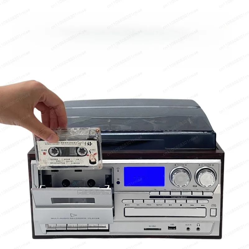 Multifunctional Retro Turntable Vinyl LP Player CD Cassette FM AM Radio USB Bluetooth Home Audio Speaker
