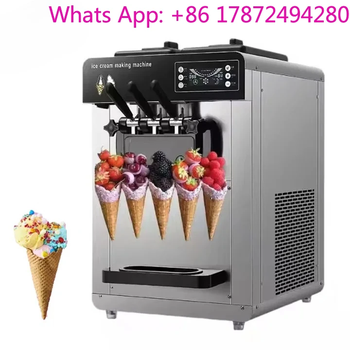 Best Commercial Soft Ice Cream Machine, Desktop Cone Ice Cream Machine, Desktop Three-color Ice Cream Machine