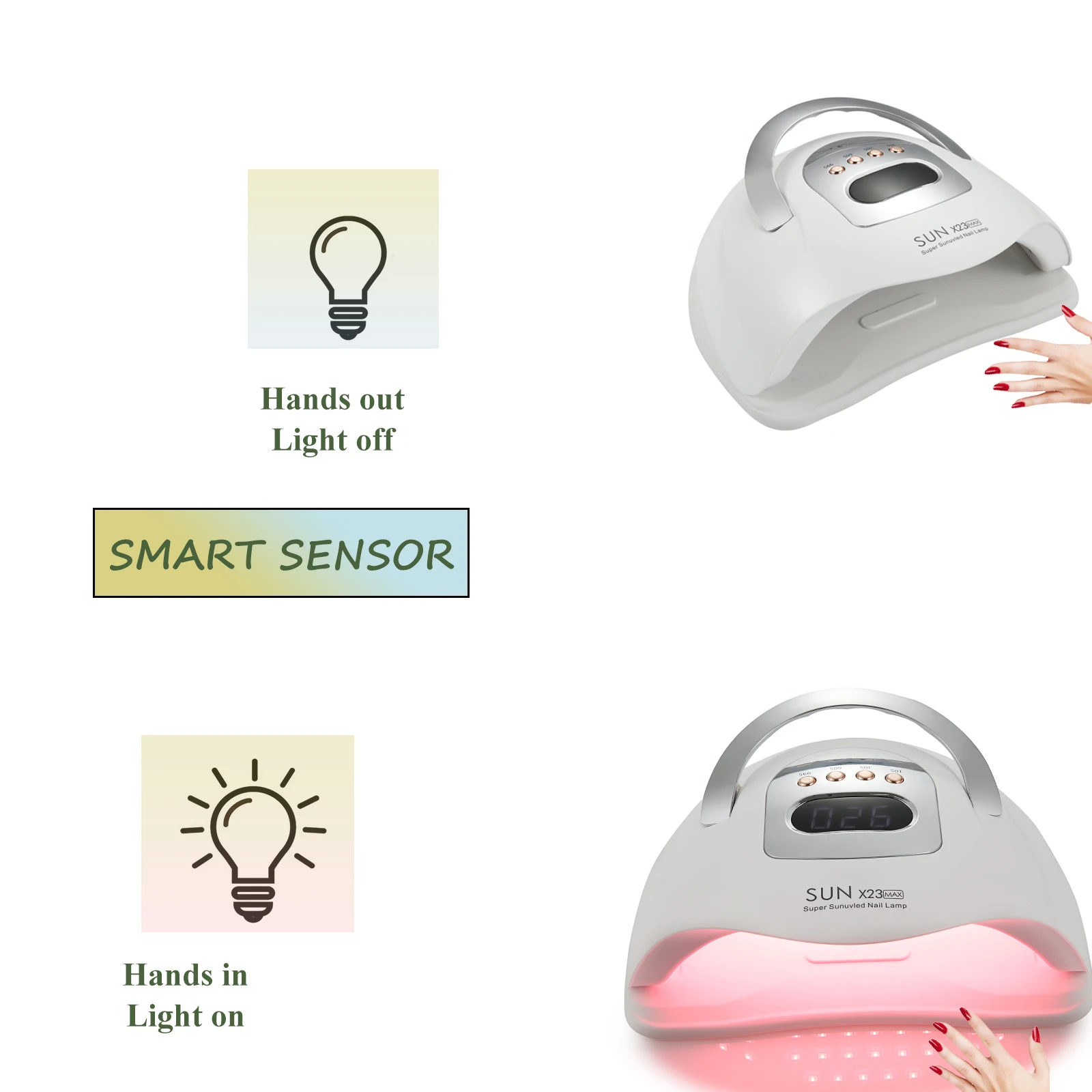 SUN X23 Max 81 المصابيح مجفف أظافر قوي مع شاشة كبيرة تعمل باللمس LED مسمار مصباح لعلاج جميع طلاء الأظافر هلامي التجفيف المهني