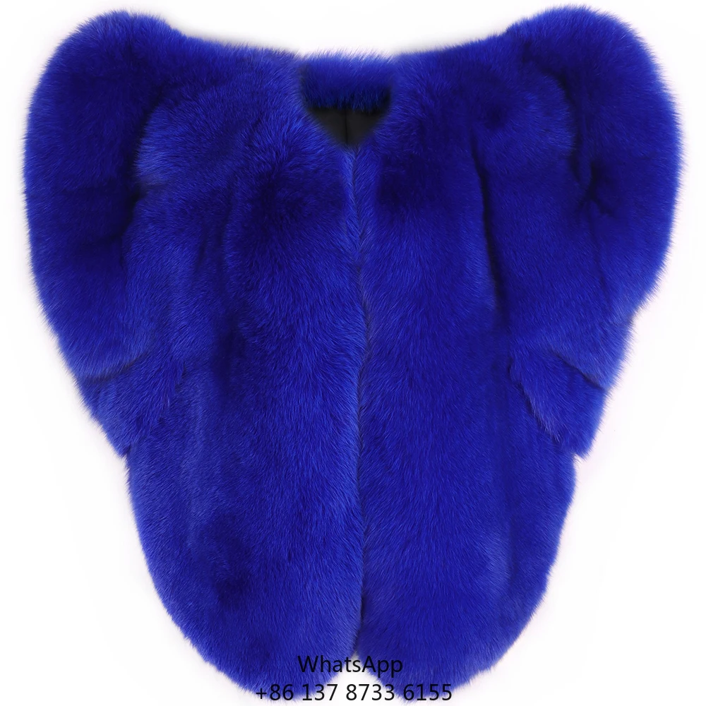 2023 Winter Fashion Heart Shape Natural Fox Fur Jacket Women Luxury Full Pelt Fox Fur Shawl Coat Female Overcoat