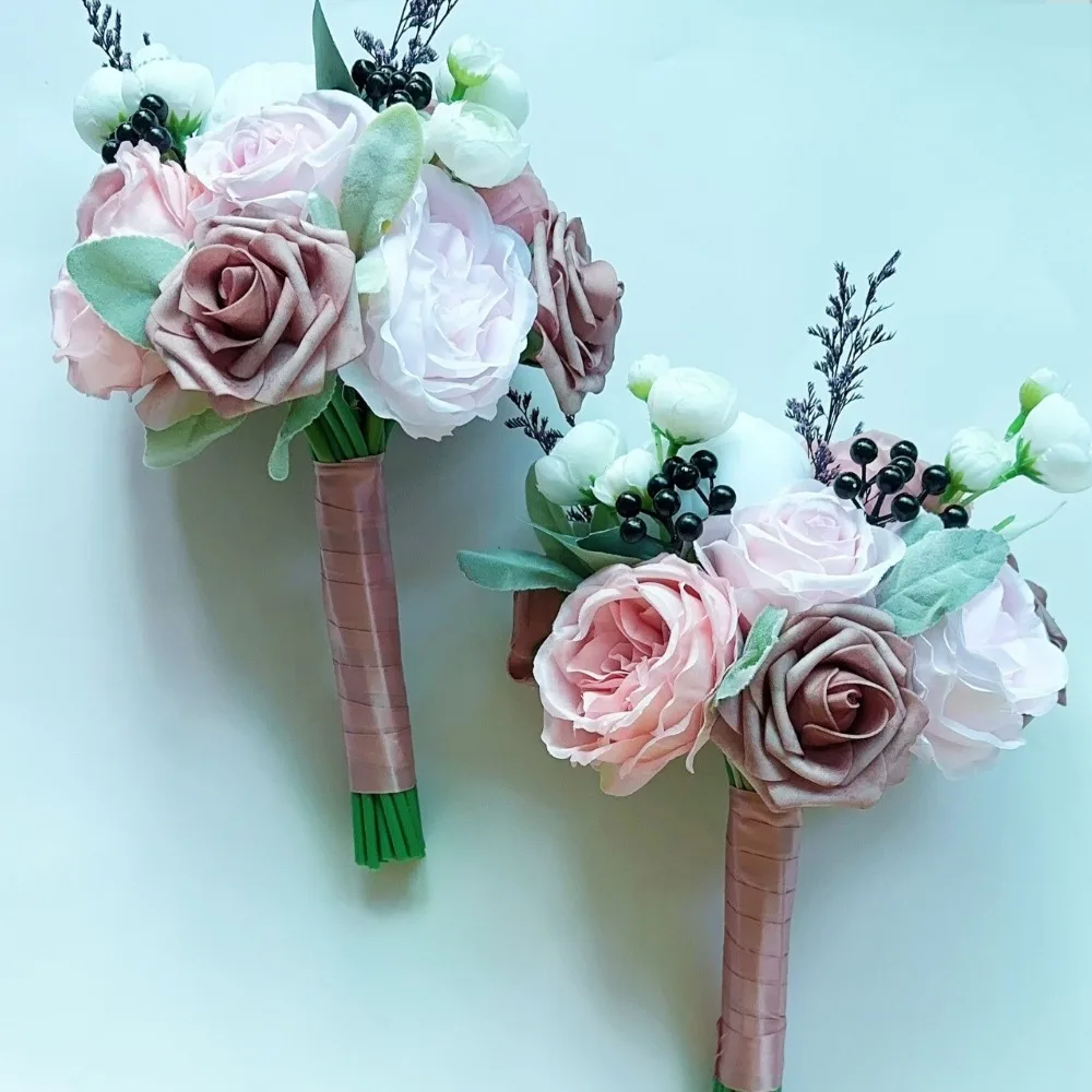 

Flower Bouquets Silk Rose Large Flower Head Artificial Flowers Bridal Holdheld Marrige Accessories