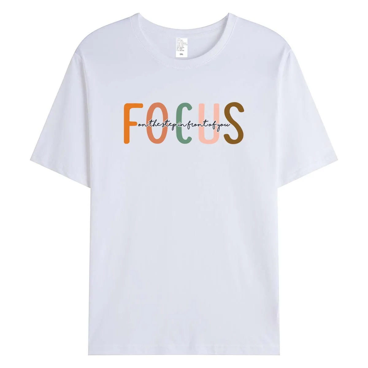 Focus on The Step in Front of You Women T-Shirt Motivational Quote Graphic Tee Mental Health Summer Cotton Tops Casual