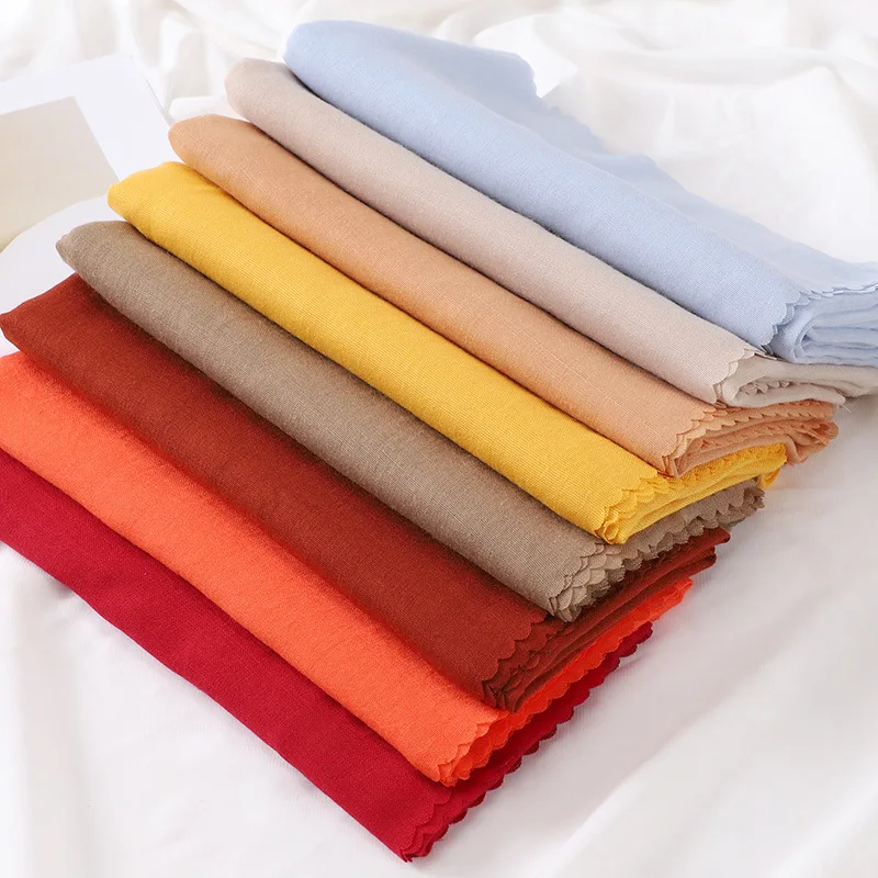 Cotton Linen Square Scarf Hijab for Women Bandana Shawl Muslim Fashion Headscarf Plain Pashmina Scarf Arabic Ramadan 115*115CM