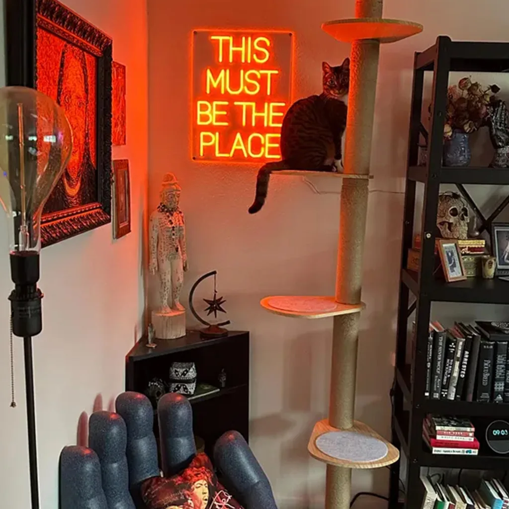 يجب أن يكون هذا المكان النيون يتحدث رؤساء غنائية جدار الفن، ديكور غرفة المنزل، ديكور حفل زفاف، هدية موسيقية فريدة من نوعها #3