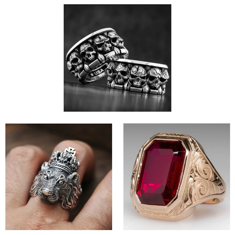 New Domineering Retro Fashion Men and Women A Variety of Mixed Punk Trend Ring Personality Street Niche Party Ring JewelleryGift