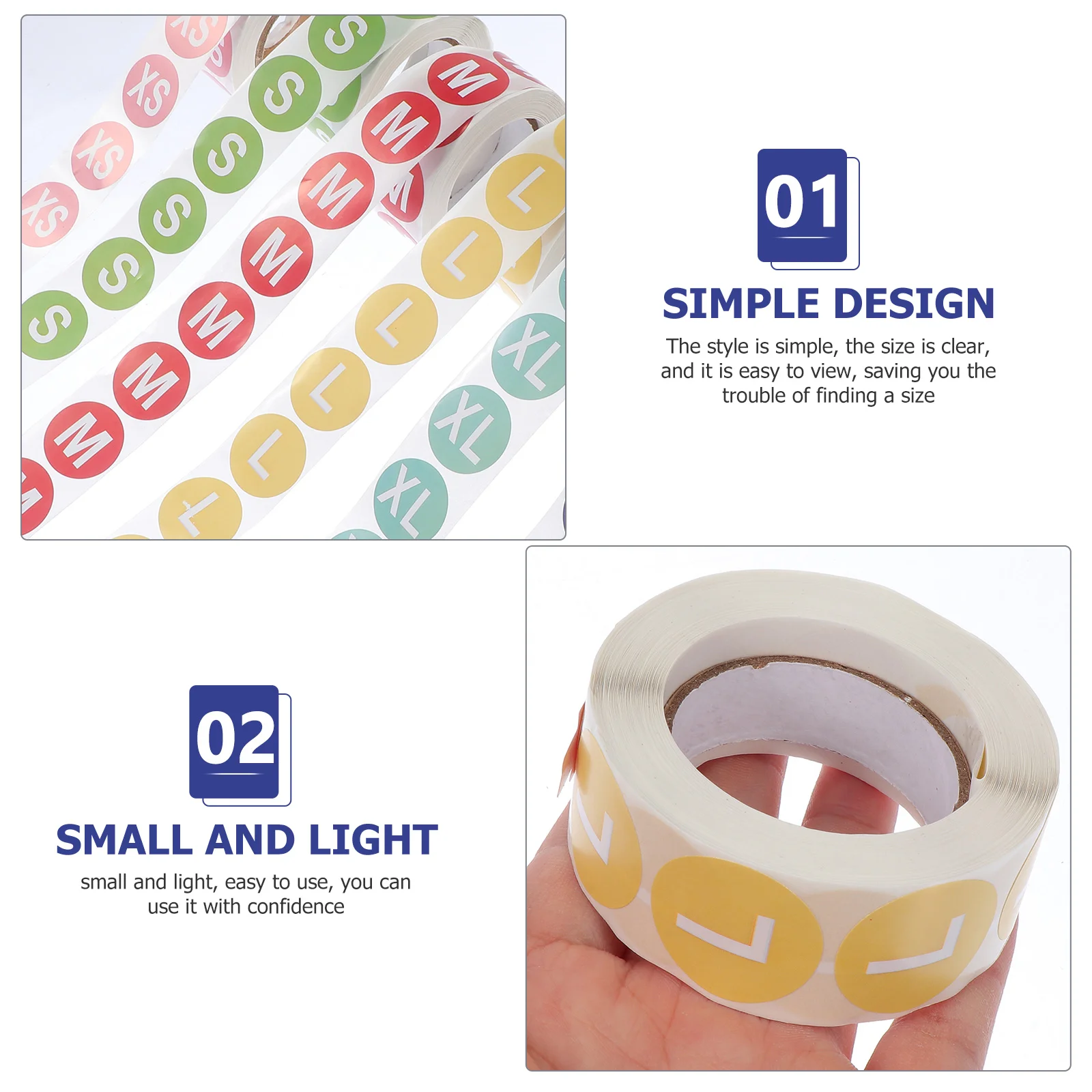 7 Rolls Clothing Size Stickers Workout Dot Paper Large Round Tabs Label Marking Tag The Circle