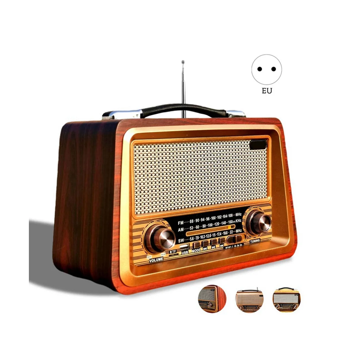 Retro Portable Radio Wireless Bluetooth Speaker Stereo AM/FM Radio Receiver Player USB TF AUX MP3 Classic Style