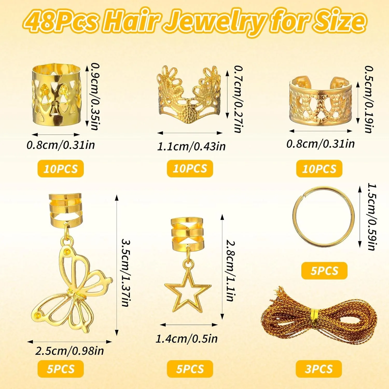 48pcs Star and Butterfly Adjustable Hair Cuffs