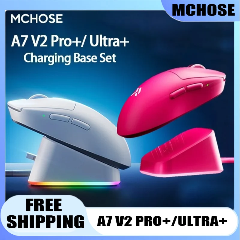 

MCHOSE A7 V2 Ultra+ Gaming Mouse Charging Base Set PAW3950Ti 8kHZ Polling Rate Super Glide Ice Coating for Gaming E-sport FPS
