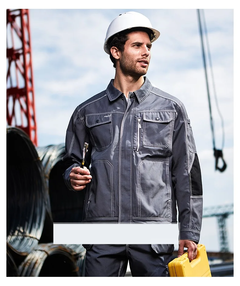 Durable Work Clothing For Men Welding Suit Multi Pocket Cargo Jacket Working Suit Mechanics Workshop Uniform Work Clothes Jacket