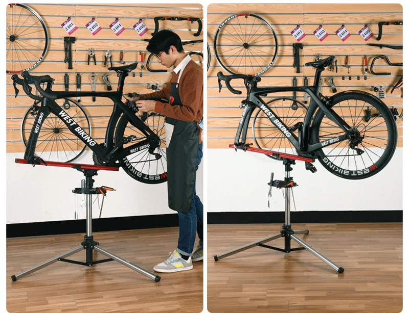 WEST BIKING Professioneller Fahrrad-Reparaturständer Arbeitsständer MTB Rennrad Wartungs- und Reparaturwerkzeuge Verstellbarer Aufbewahrungs- und Präsentationsständer – Detail 30