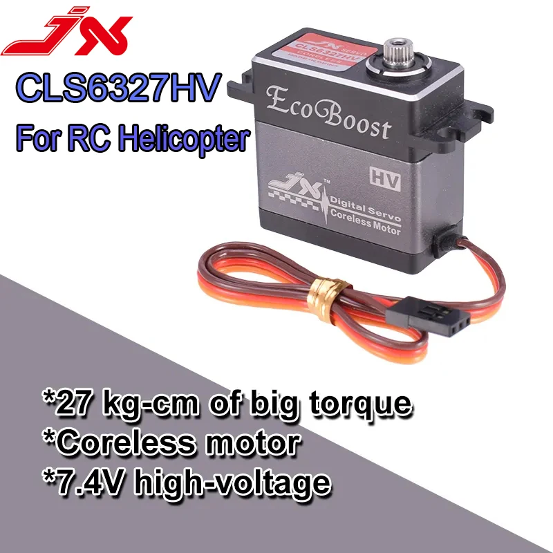 

JX Servo CLS6327HV 27KG Large Torque CNC Aluminium Shell Metal Gear Coreless Motor HV Digital Servo For RC Helicopter