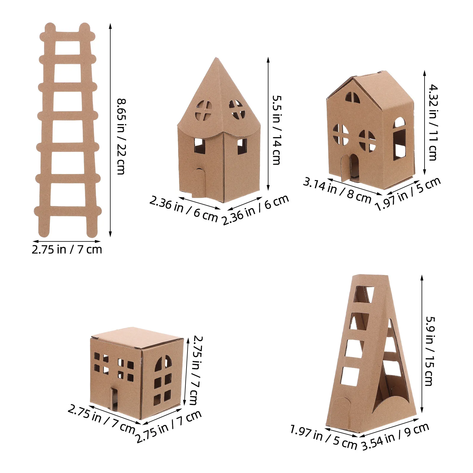1 Set Kinder-Kartonhaus Miniatur-Bausatz für Kinder DIY Bastelaktivität Heim- und Schulprojekte Tragbares Spielhaus Dekoration