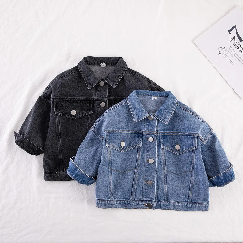 2024 Autumn New Children Denim Coat Oversized Girls Long Sleeve Pocket Jacket Kids Casual Coats Fashion Toddler Boys Outerwear