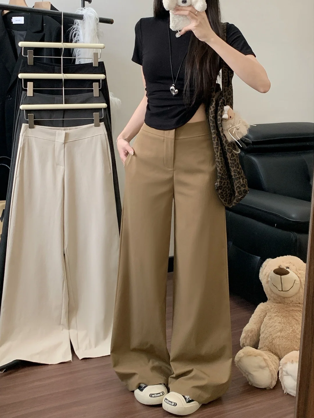 

High Waist Wide Leg Suit Pants Women's Commute Style Elegant Trousers Spring 2026 Slimming Drapey Business Casual Pants