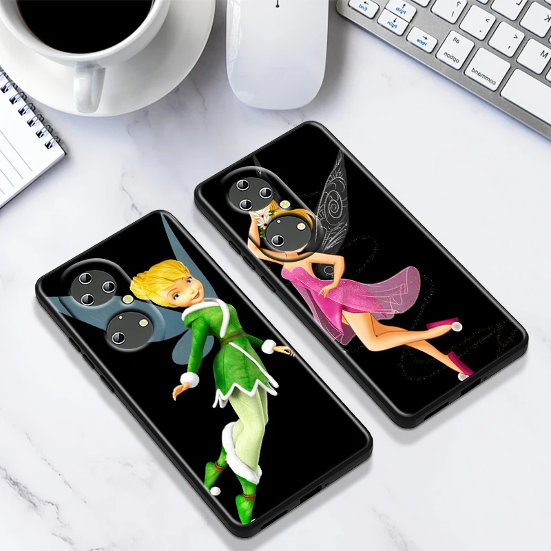 Disney Tinkerbell princess For Huawei P50 P40 P30 P20 P10 Pro Lite P Smart Z 2021 2019 4G 5G Silicone Soft Black Phone Case