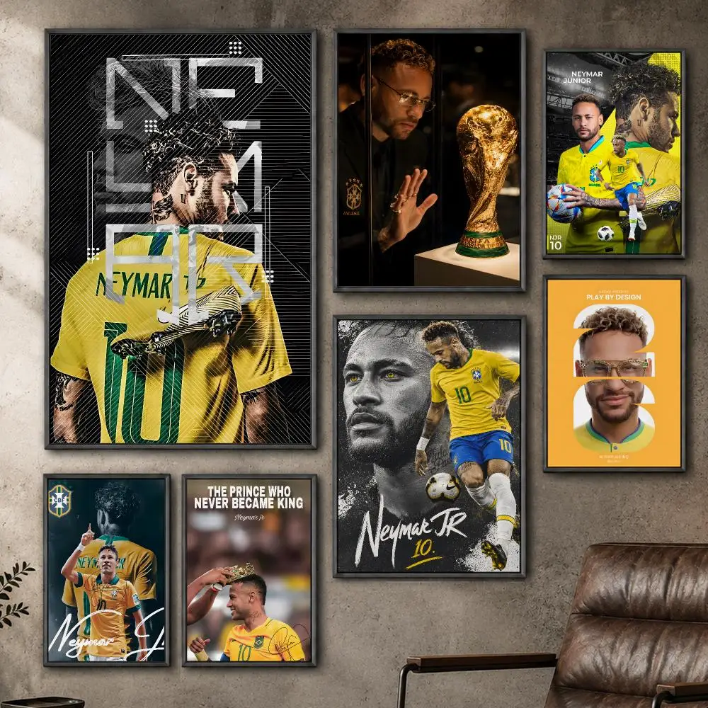 Sports Neymar Jr Brazil Football Star Poster  PP Self Adhesive Home Garage Dorm Bar Wall Decor Aesthetic Retro Gift